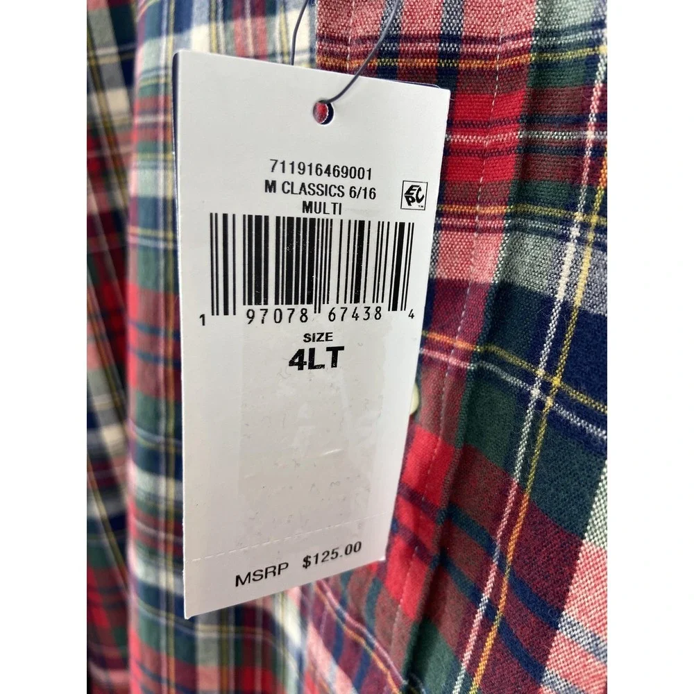 Polo Ralph Lauren Shirt Men 4XLT Red Tartan Plaid Flannel Button Casual‎ Holiday